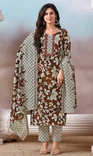 Buy Cotton Brown Kurta Suit Sets for Women