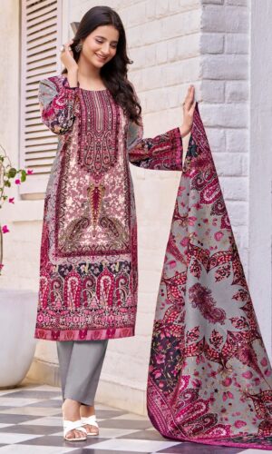 Buy Cotton Lavender and Gray Kurta Suit Sets for Women