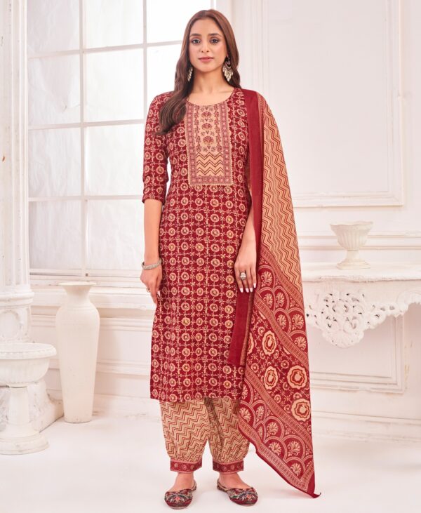 Buy Cotton Maroon Kurta Suit Sets for Women