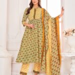 Buy Cotton Mustard yellow Kurta Suit Sets for Women