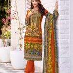 Buy Cotton Orang and Multicoloured Kurta Suit Sets for Women