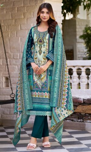 Buy Cotton Varanga Turquoise Blue Suite Sets for Women
