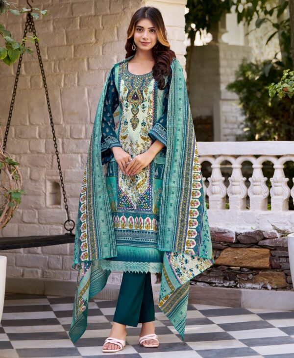Buy Cotton Varanga Turquoise Blue Suite Sets for Women
