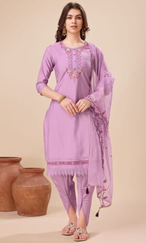 Women Silk Blend Kurta Dhoti Pant Dupatta Set