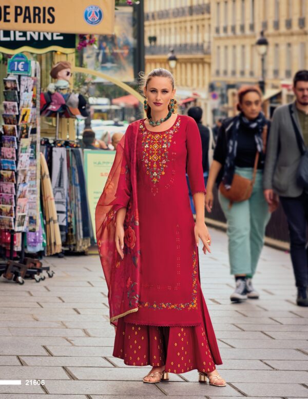 Women Milan Silk Floral Embroidered Straight Kurta